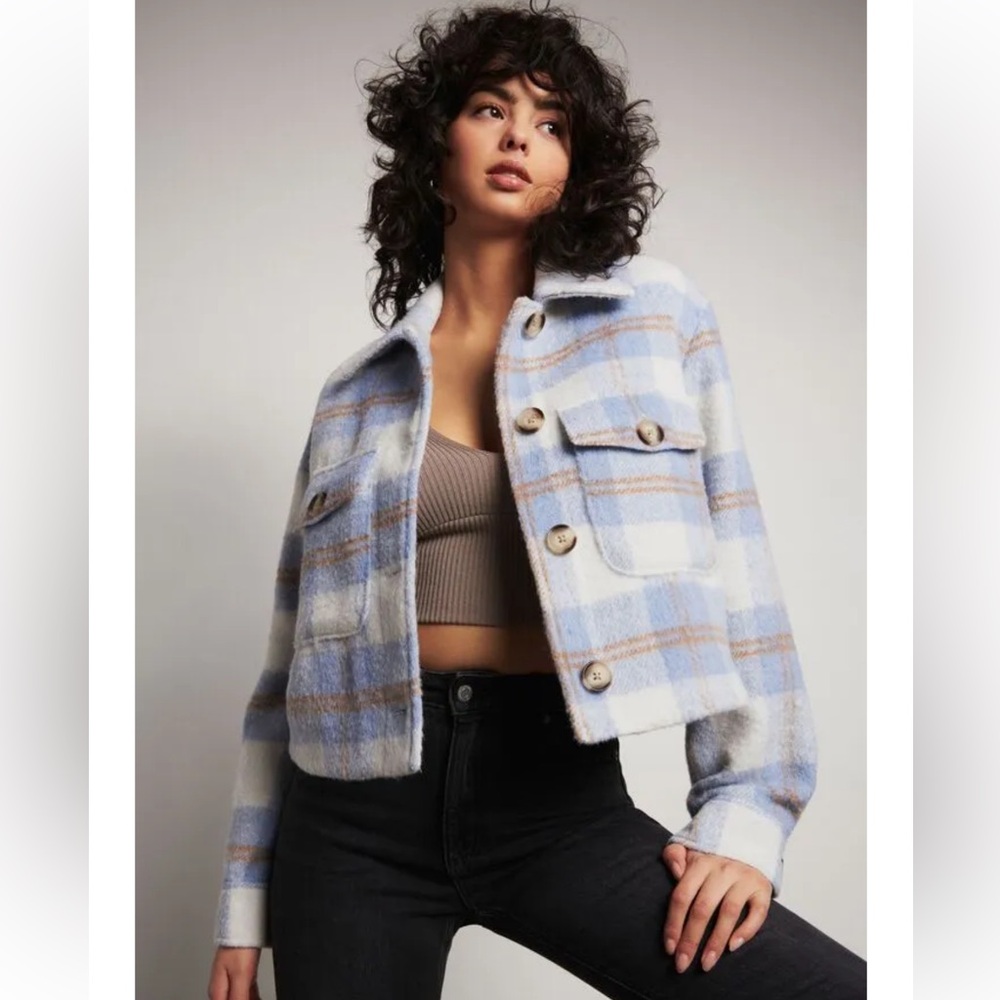 Cropped Plaid Cropped Shacket